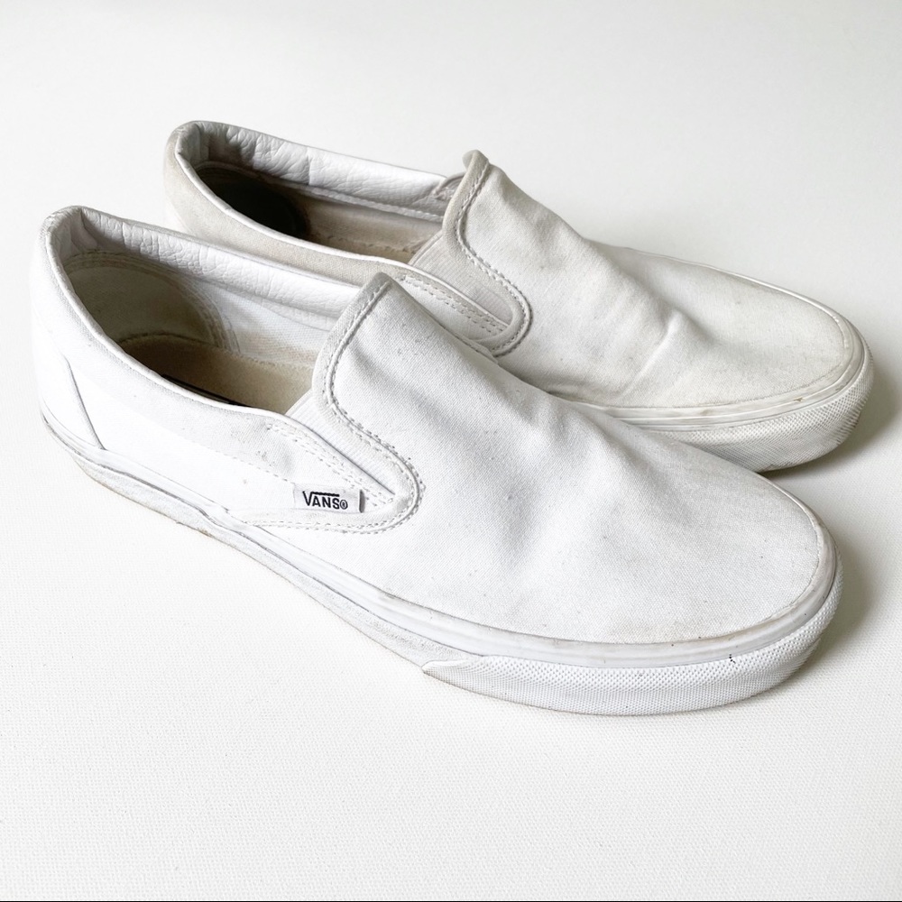 Vans Men’s Classic White Slip On Canvas Sneakers